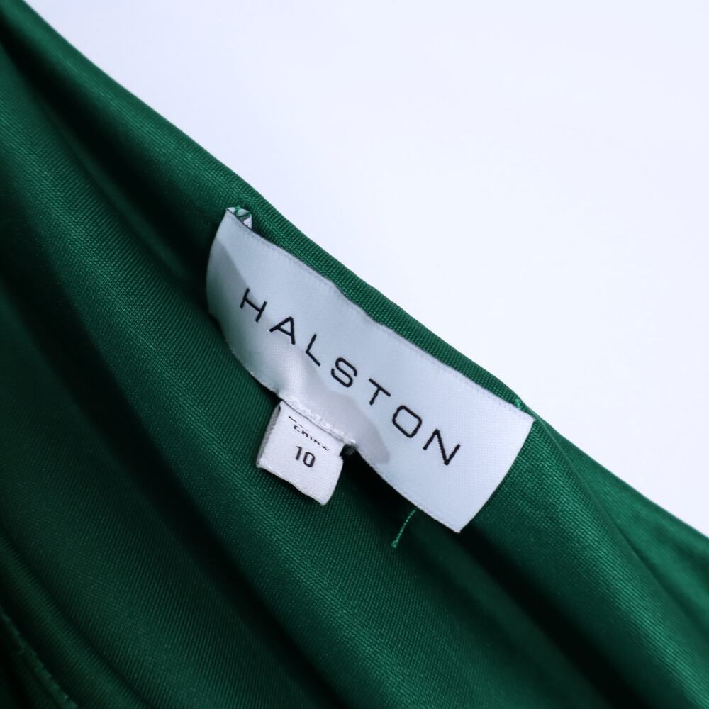 HALSTON Bay Matte Jersey Gown Jade One Shoulder Cut Out Side Women's 10 - Picture 14 of 16